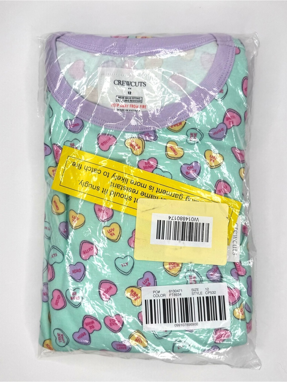 J.Crew Crewcuts Girls Candy Heart Pajama Set NWT Size 12 - Picture 3 of 4